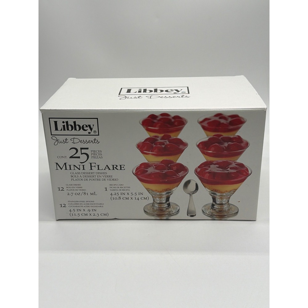 Libbey Just Desserts 25 Piece Mini Flare Glass Set with Spoons and Recipe Card